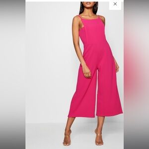 Boohoo square neck wide leg jumpsuit